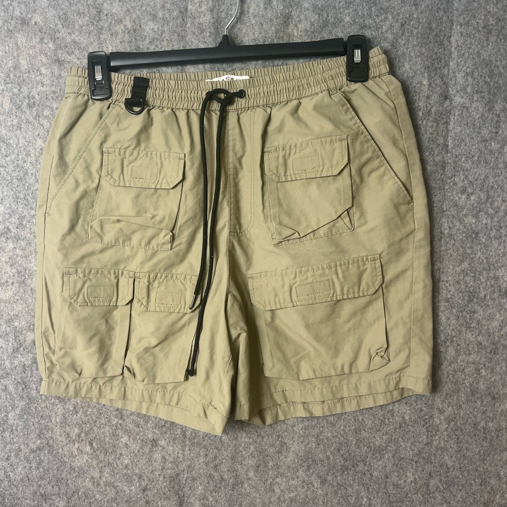 PacSun Men Size Medium Khaki nylon blend Cargo Shorts‎ drawstring